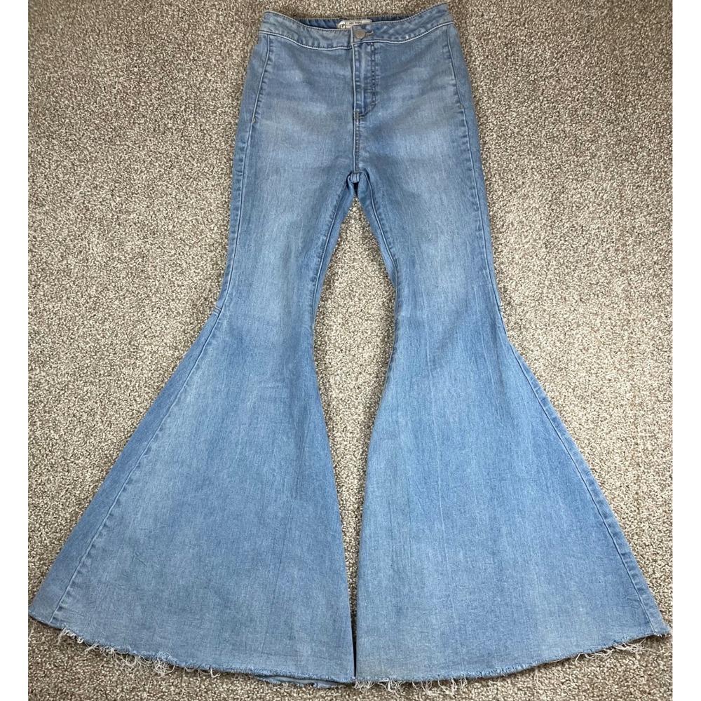 Free People Just Float On Flare Jeans Light Wash Blue High Rise Bell Bottom 26